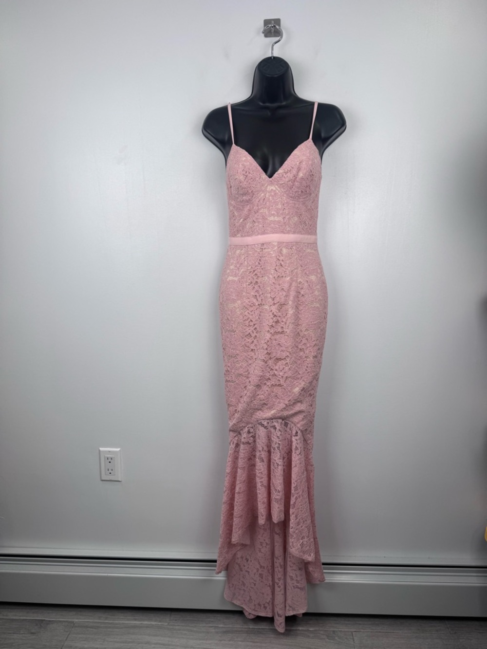 NWT Elle Zeitoune Women Lace Pink‎ Blush Mermaid Dress Size 6